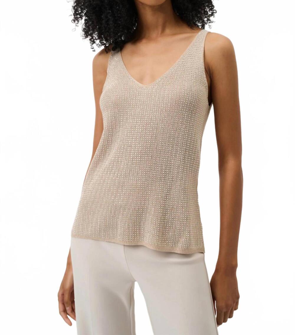 NEW JOSEPH RIBKOFF metallic knitted camisole in champagne